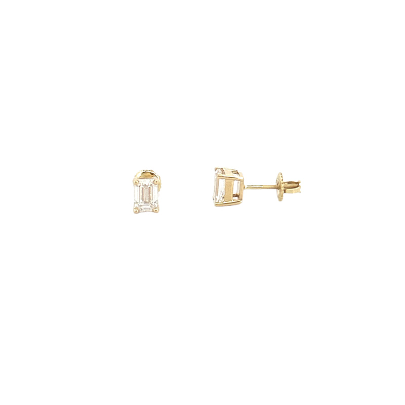 14K Gold 1.50 Carat Lab Grown Emerald Diamond Stud Earrings