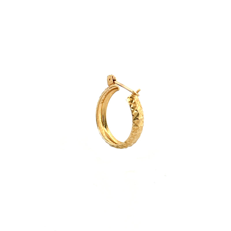 14K Gold Diamond Cut Hoop Earrings