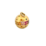 14K Gold Scattered Colored Stone Ornament Pendant