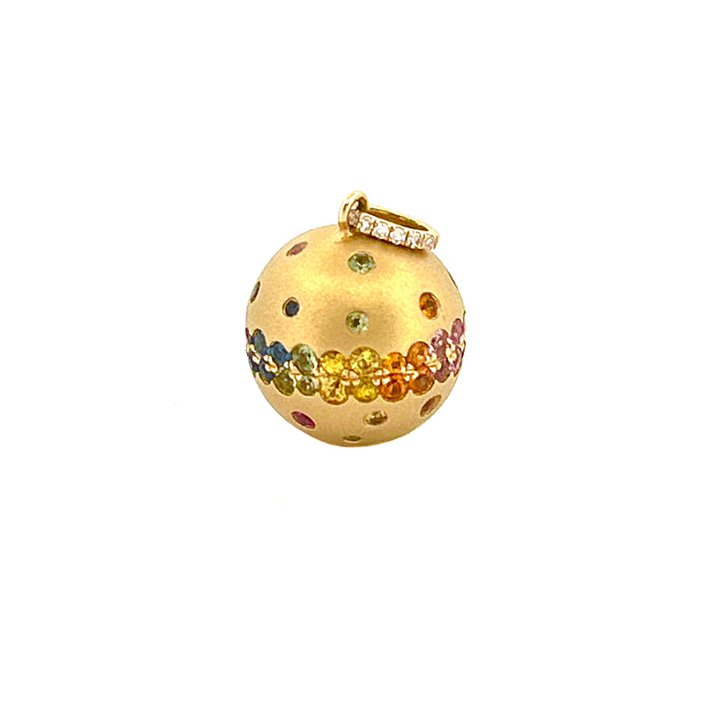 14K Gold Scattered Colored Stone Ornament Pendant