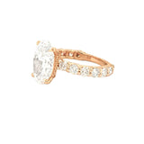 14K Gold 4.50 Carat Lab Grown Oval U Prong and Under Halo Engagement Ring