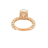 14K Gold 4.50 Carat Lab Grown Oval U Prong and Under Halo Engagement Ring