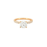 14K Gold 2.50 Lab Grown Round Diamond Eternity Under Halo Engagement Ring