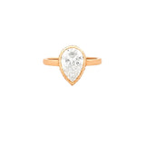14K Gold 3.00 Carat Lab Grown Pear Diamond Solitaire Cathedral Under Halo Engagement Ring