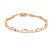 14K Gold Natural Spaced Cluster Tennis Bracelet