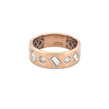 14K Gold Emerald and Round Diamond Inset Band