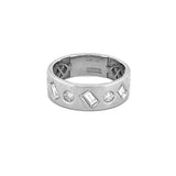 14K Gold Emerald and Round Diamond Inset Band