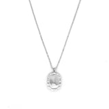 14K Gold Oval Token Bezel Frame Diamond Pendant Necklace