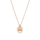 14K Gold Oval Token Bezel Frame Diamond Pendant Necklace