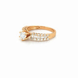 14K Gold Natural Round Diamond Baguette and Round Channel Engagement Ring