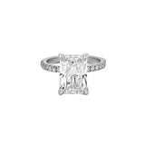 14K Gold 4.50 Carat Lab Grown Radiant Diamond Under Halo Engagement Ring