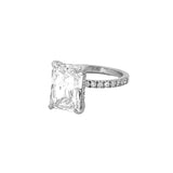 14K Gold 4.50 Carat Lab Grown Radiant Diamond Under Halo Engagement Ring