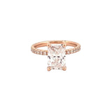14K Gold 2.50 Carat Lab Grown Radiant Diamond Under Halo Bowtie Engagement Ring