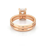 14K Gold 2.50 Carat Lab Grown Radiant Diamond Under Halo Bowtie Engagement Set