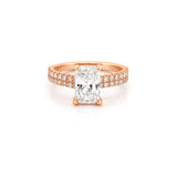 14K Gold 2.00 Carat Lab Grown Radiant Diamond Under Halo Cathedral Engagement Wedding Set