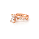 14K Gold 2.00 Carat Lab Grown Radiant Diamond Under Halo Cathedral Engagement Wedding Set