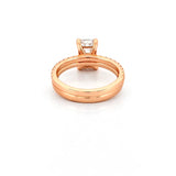 14K Gold 2.00 Carat Lab Grown Radiant Diamond Under Halo Cathedral Engagement Wedding Set