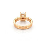 14K Gold 4.00 Carat Lab Grown Elongated Cushion Diamond Under Halo Engagement Wedding Set