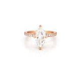 14K Gold 2.00 Carat Lab Grown Marquise Diamond Under Halo Engagement Ring