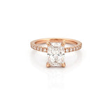 14K Gold 2.00 Carat Lab Grown Radiant Diamond Under Halo Engagement Ring