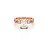 14K Gold 2.00 Carat Lab Grown Radiant Diamond Under Halo Engagement Wedding Set