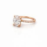14K Gold 4.00 Carat Lab Grown Oval Diamond Under Halo Engagement Ring