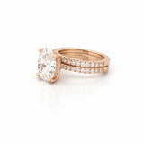 14K Gold 4.00 Carat Lab Grown Oval Diamond Under Halo Engagement Wedding Set