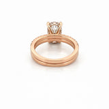 14K Gold 4.00 Carat Lab Grown Oval Diamond Under Halo Engagement Wedding Set