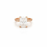 14K Gold 6.00 Carat Lab Grown Radiant Diamond Under Halo Engagement Ring