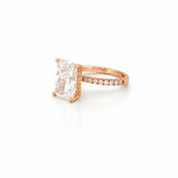 14K Gold 6.00 Carat Lab Grown Radiant Diamond Under Halo Engagement Ring