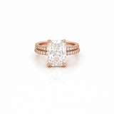 14K Gold 6.00 Carat Lab Grown Radiant Diamond Under Halo Engagement Wedding Set