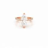 14K Gold 3.00 Carat Lab Grown Marquise Diamond Under Halo Engagement Ring