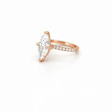14K Gold 3.00 Carat Lab Grown Marquise Diamond Under Halo Engagement Ring