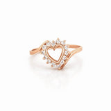 14K Gold Dainty Heart Halo Diamond Ring