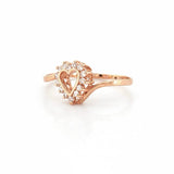 14K Gold Dainty Heart Halo Diamond Ring