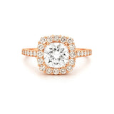 14K Gold 3.00 Carat Lab Grown Cushion Cut Diamond Wide Halo Engagement Ring