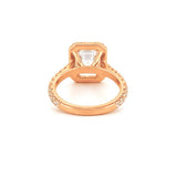 14K Gold 3.00 Carat Lab Grown Emerald Cut Diamond Cathedral Halo Engagement Ring