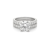 14K Gold 2.00 Carat Lab Grown Round Diamond Cathedral Engagement Set