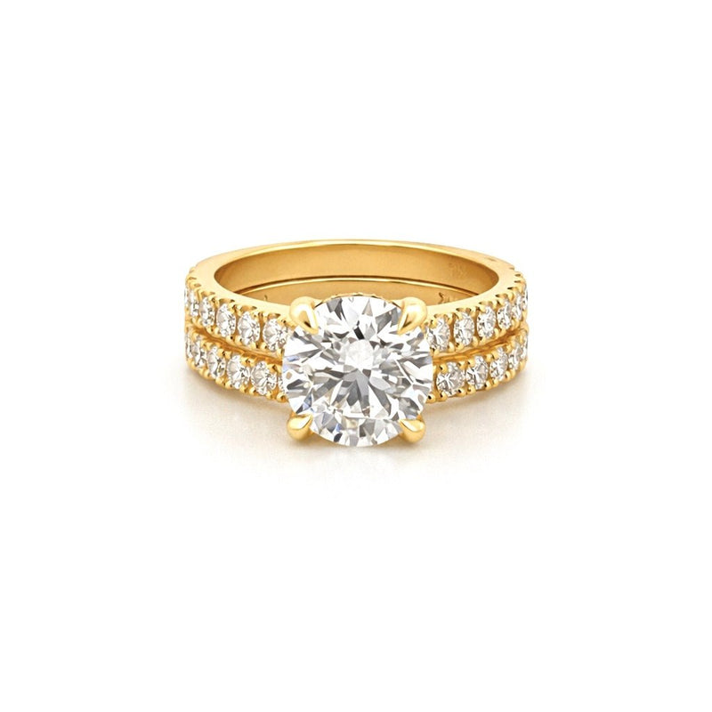 14K Gold 2.00 Carat Lab Grown Round Diamond Cathedral Engagement Set