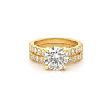 14K Gold 2.00 Carat Lab Grown Round Diamond Cathedral Engagement Set