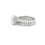 14K Gold 2.00 Carat Lab Grown Round Diamond Cathedral Engagement Set