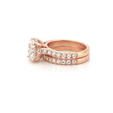 14K Gold 2.00 Carat Lab Grown Round Diamond Cathedral Engagement Set