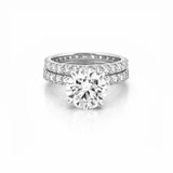 14K Gold 3.50 Carat Lab Grown Round Diamond Under Halo Bowtie Eternity Engagement Set