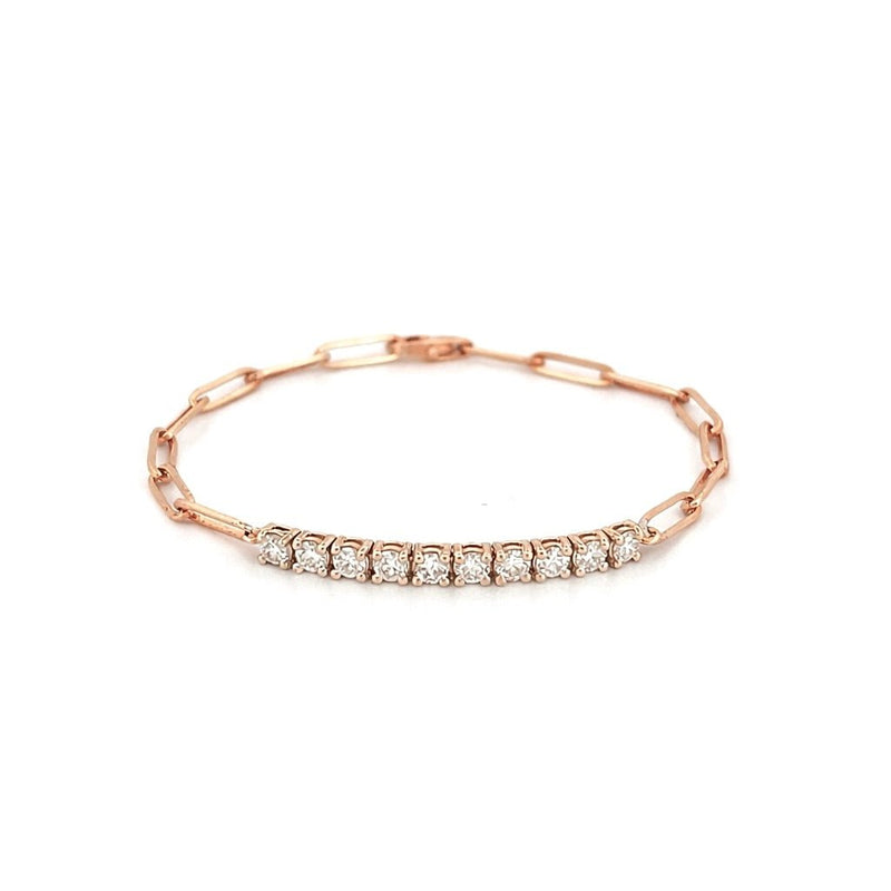 14K Gold Tennis Paper Clip Bracelet