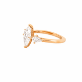 14K Gold Three Stone Lab Marquise and Kite Engagement Ring