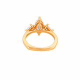 14K Gold Three Stone Lab Marquise and Kite Engagement Ring