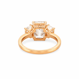 14K Gold Three Stone 3.00 Carat Lab Grown Emerald Engagement Ring