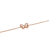 14K Gold Mother of Pearl and Diamond Butterfly Charm Bracelet