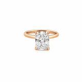 14K Gold 3.00 Carat Lab Grown Elongated Cushion Solitaire Under Halo Engagement Ring