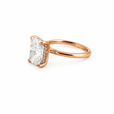 14K Gold 3.00 Carat Lab Grown Elongated Cushion Solitaire Under Halo Engagement Ring